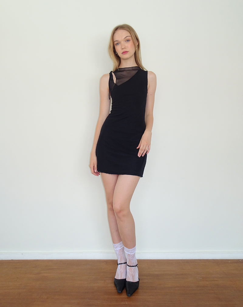 Image of Masita Asymmetric Mini Dress in Black