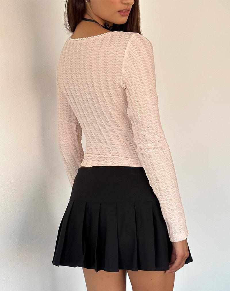 Image of Melissa Textured Long Sleeve Top in Light Peach