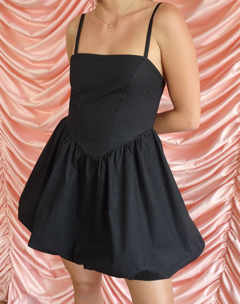 image of Micala Pufball Mini Dress in Black