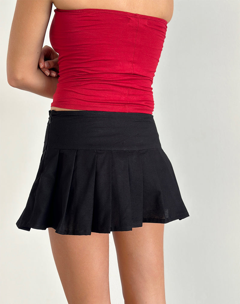 Image of Monana Wrap Mini Skirt in Plain Black