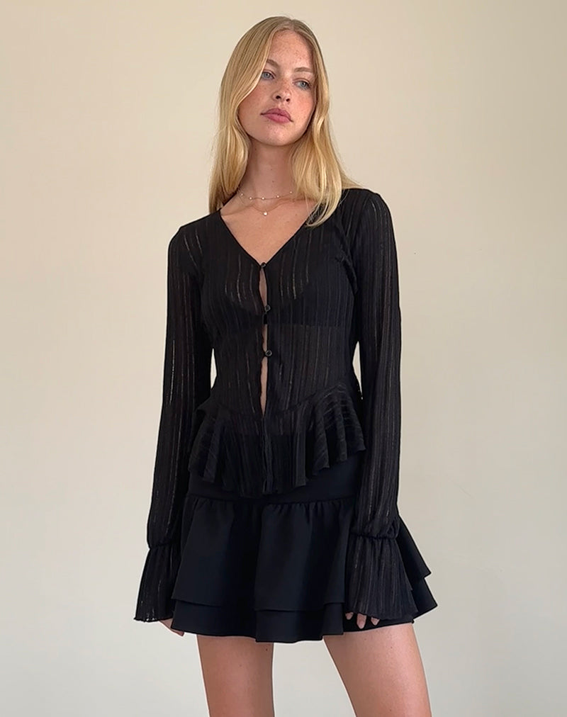 Image of Morgana Flute Knit Cardigan in Black