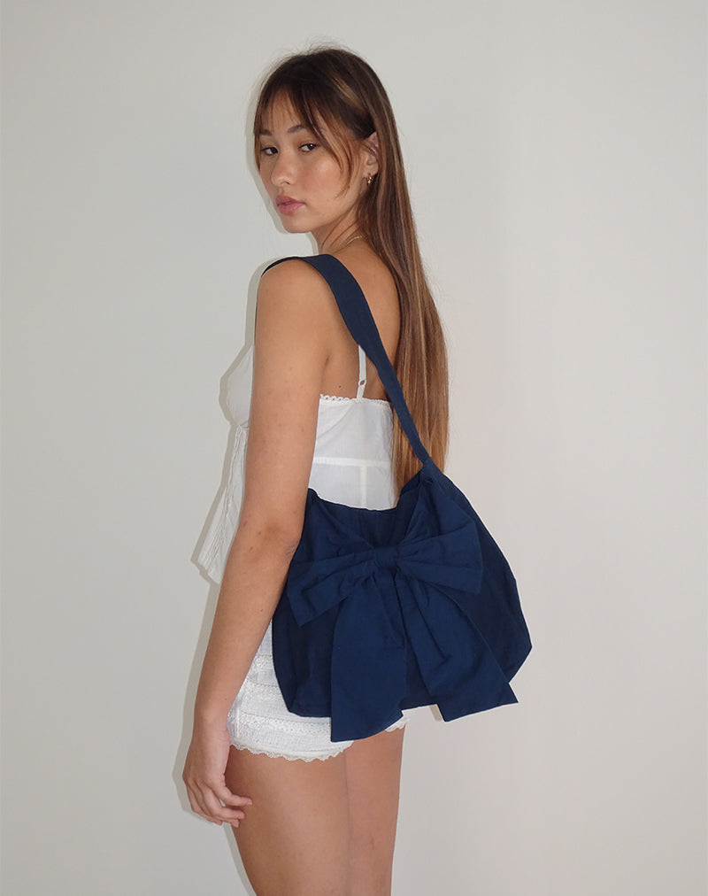 image of Nagi Bag in Navy with Navy Bow