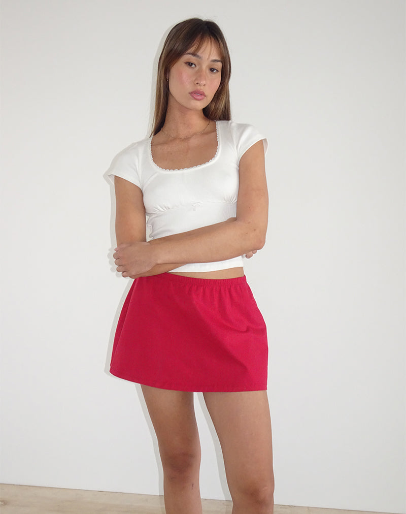 Image of Nidya A-Line Mini Skirt in Adrenaline Red