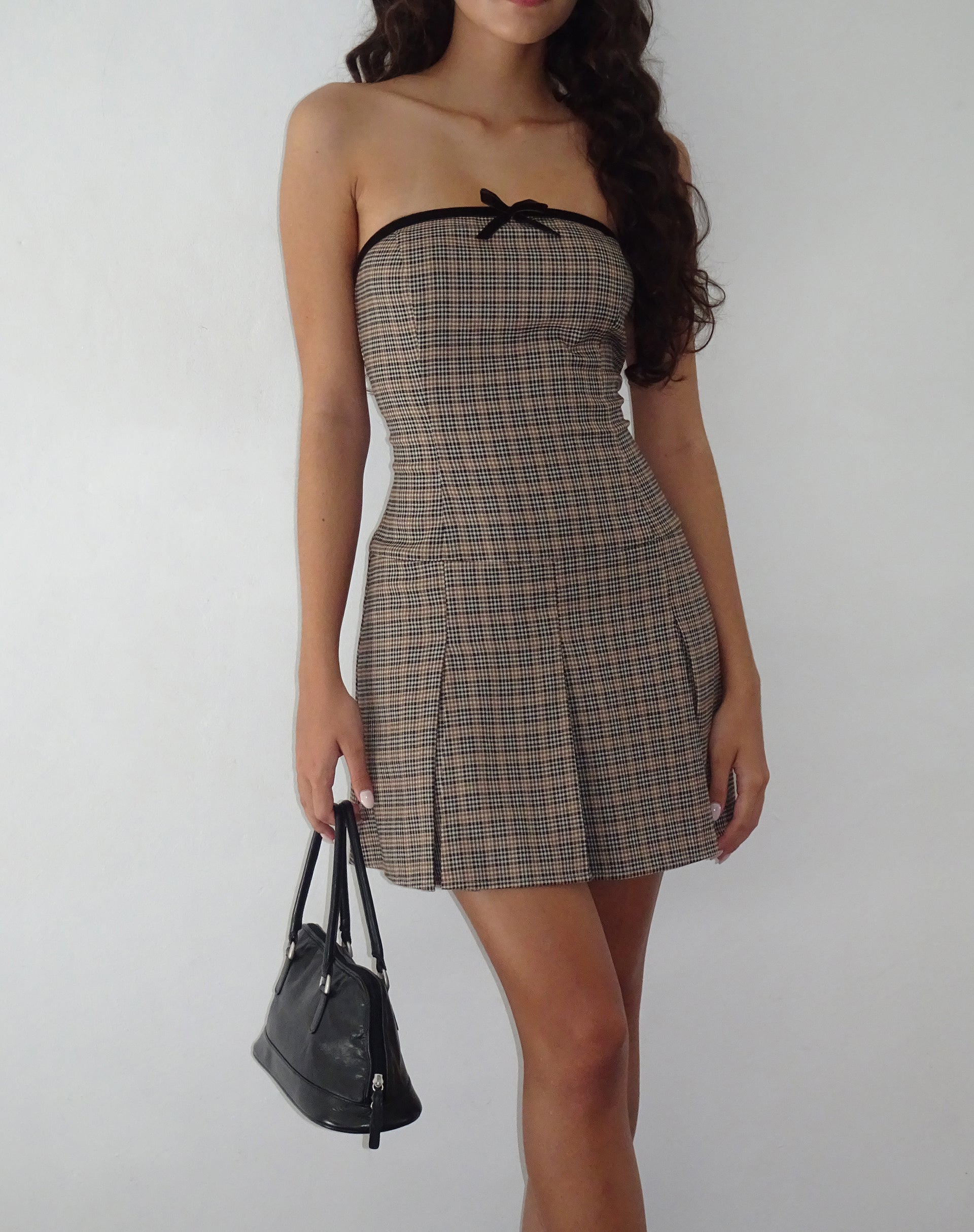 Imagen de Panola Mini Dress in Micro Check Marrón