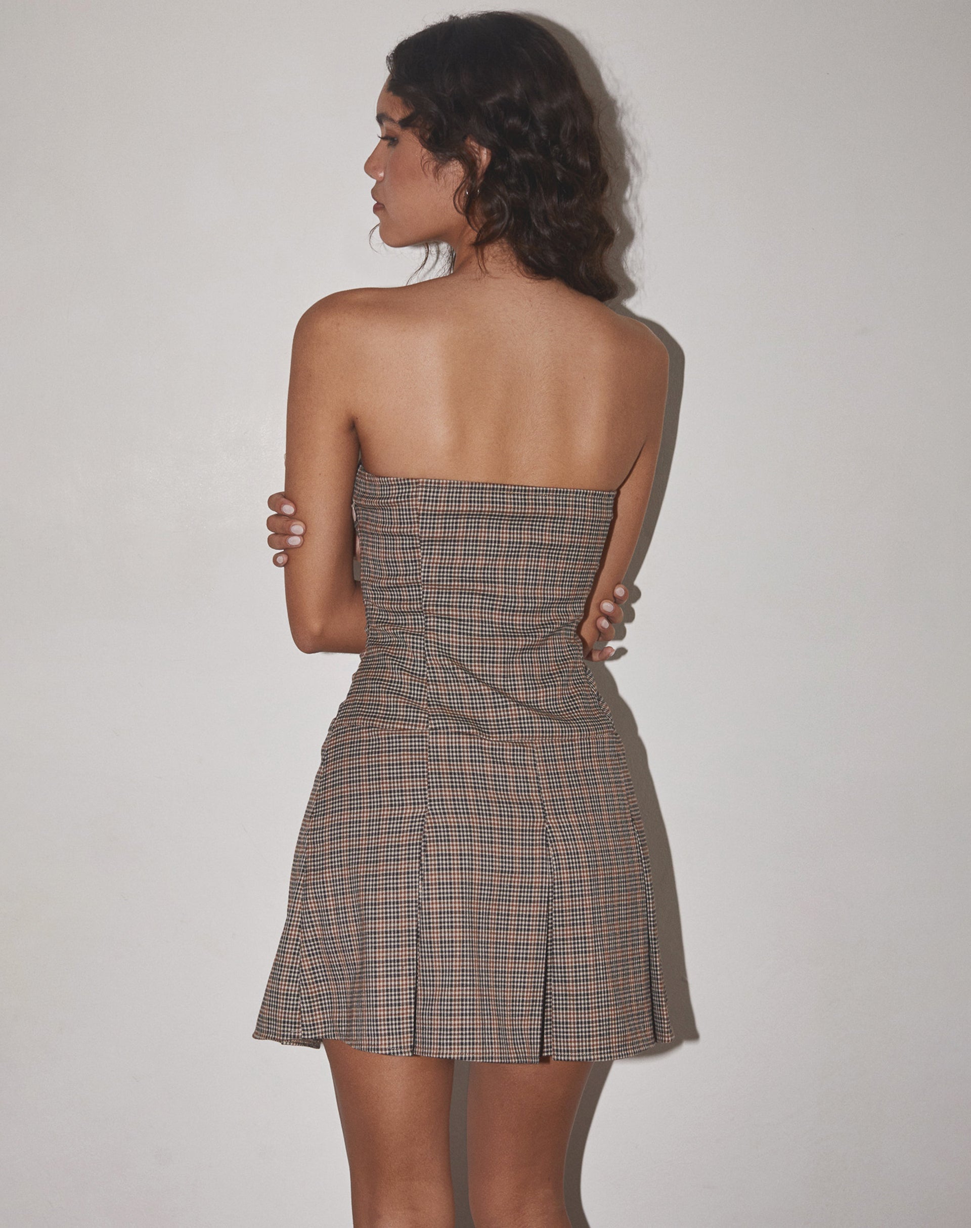 Imagen de Panola Mini Dress in Micro Check Marrón