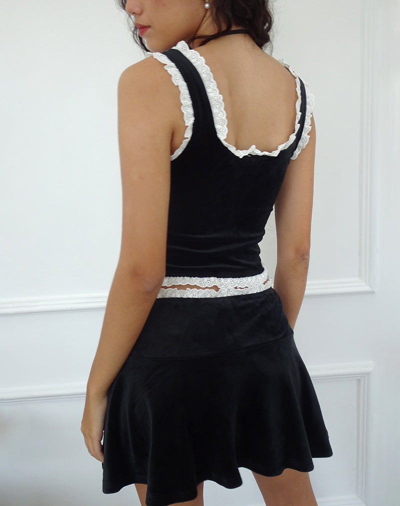 Imagen de la minifalda Idina de terciopelo plano Negro