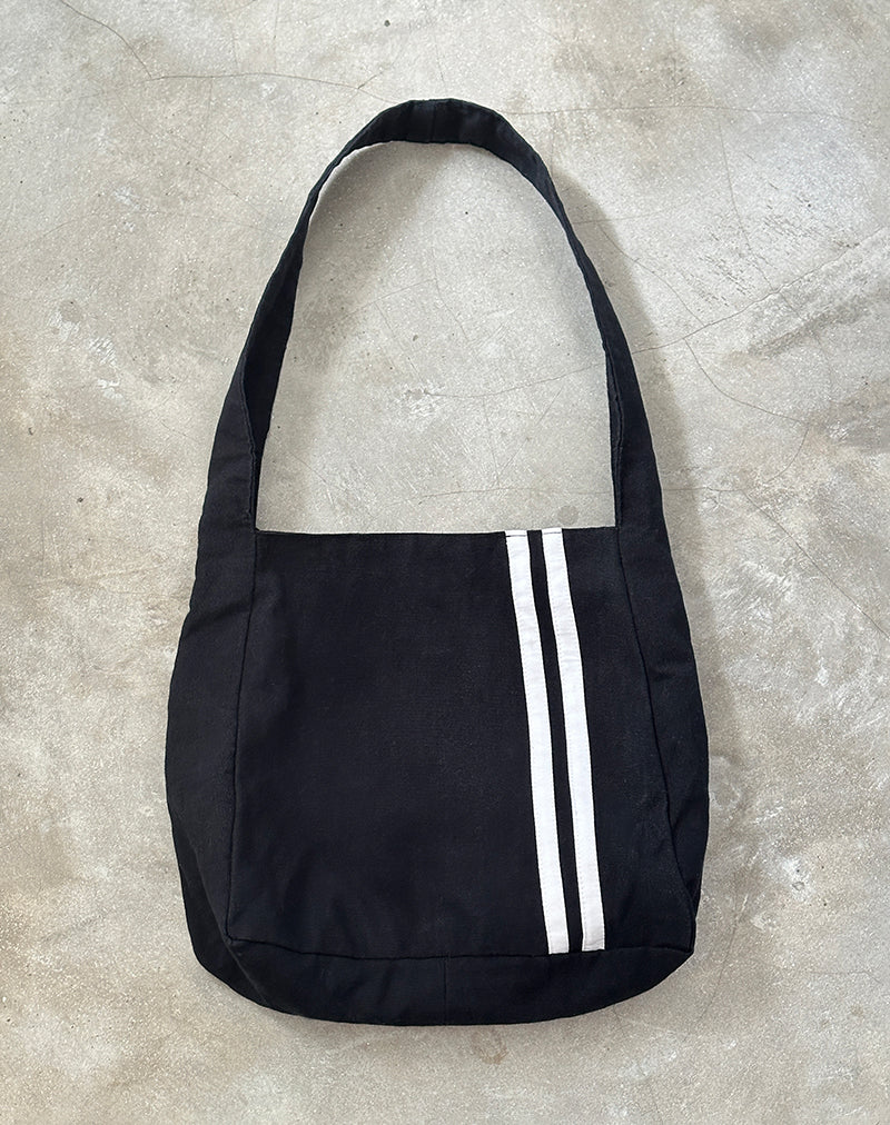 Image of Pardi Canvas Bag in Black with White Stripe