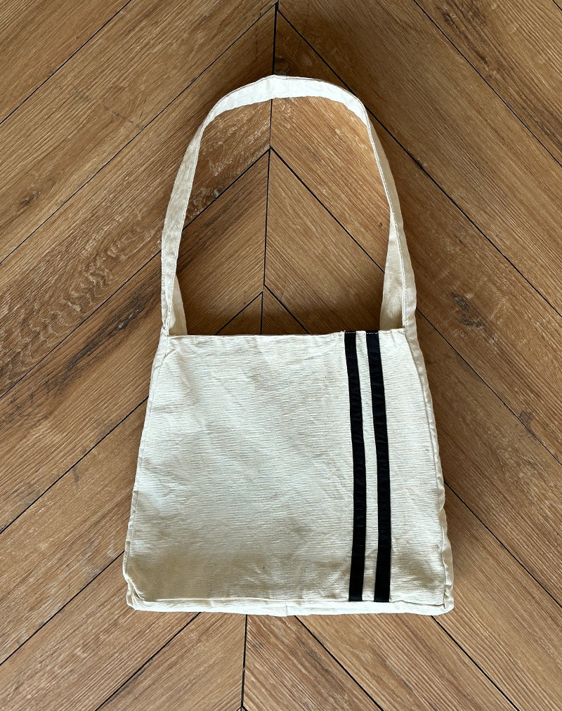 Pardi Canvas Bag in Ecru with Black Stripe