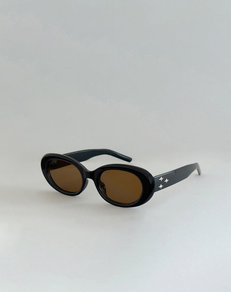 Image of Pido Oval Sunglasses in Black with Stars