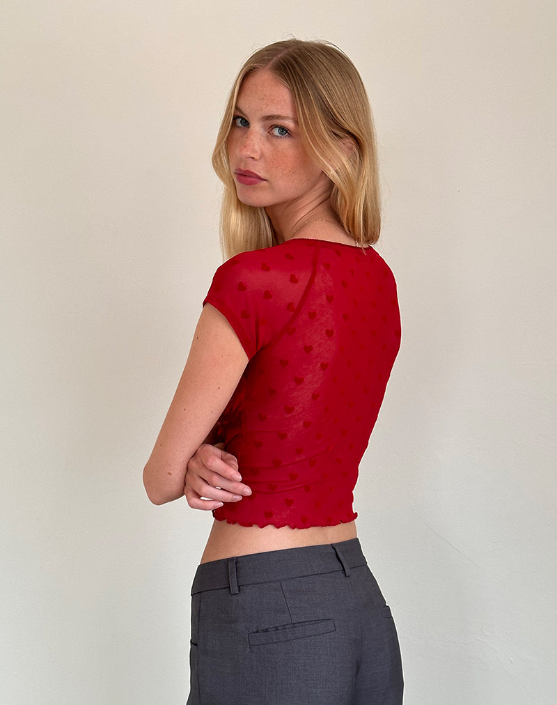 Image of Rada Top in Red Heart Flocked Mesh