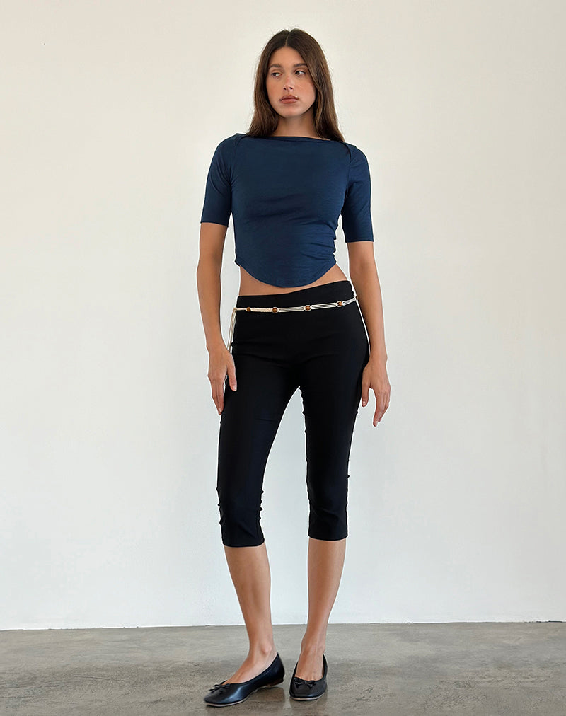 Ralda Curved Jersey Tee in Navy