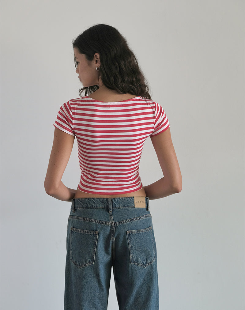 image of Ralina Top in Red and White Stripe