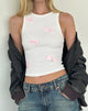 Imagen de Rave Vest Top en blanco roto con lazos rosas