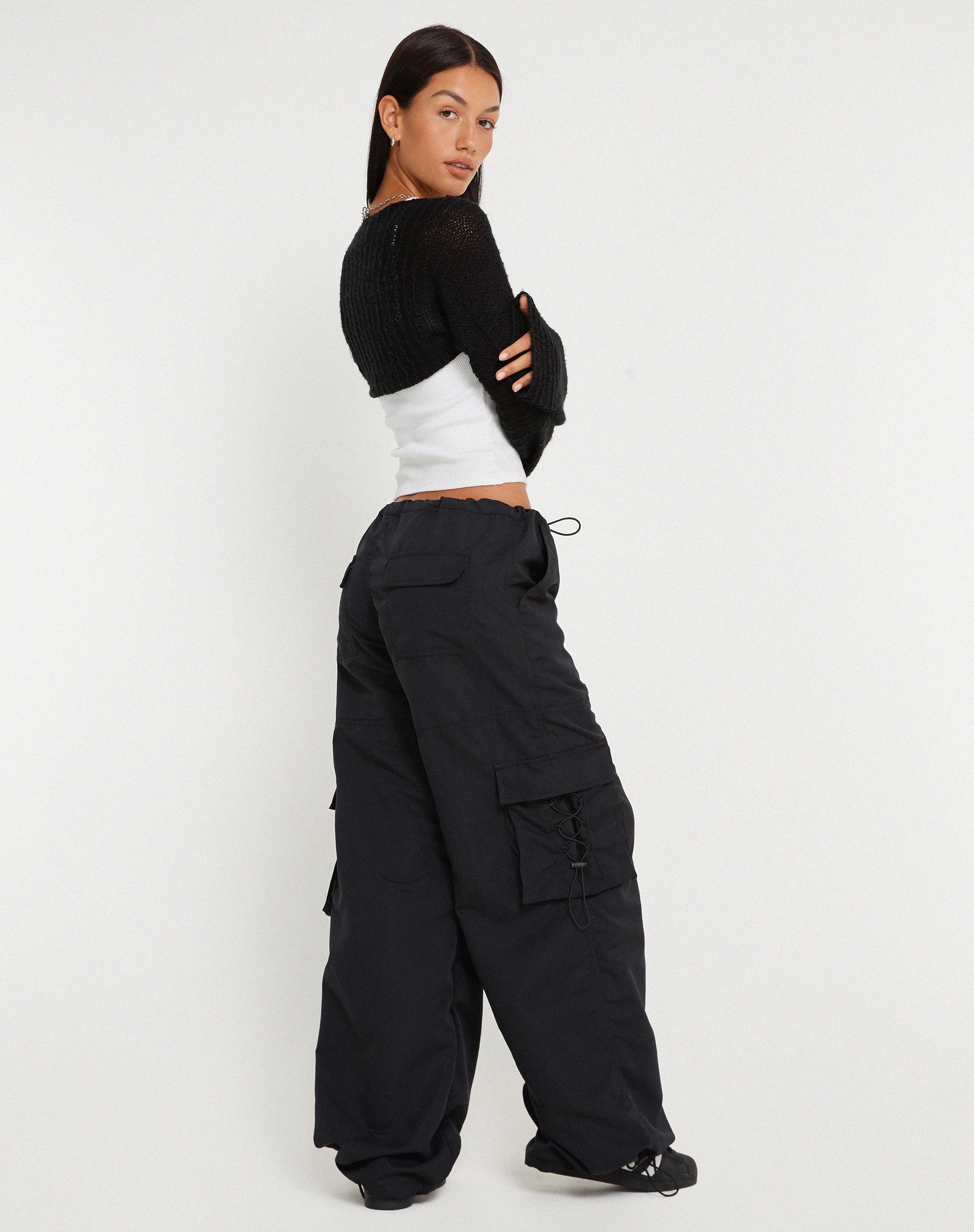 imagen de Fabio Wide Leg Cargo pantalones en negro