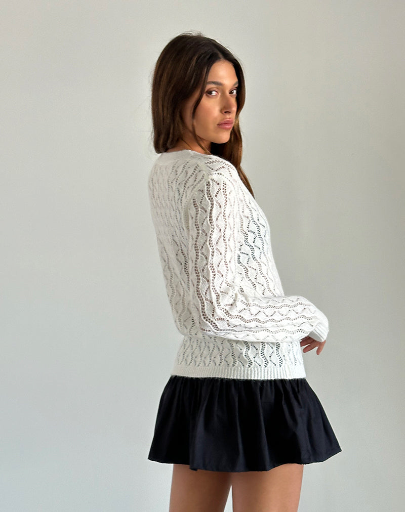 image of Ricani Open Knit Cardigan in Ivory