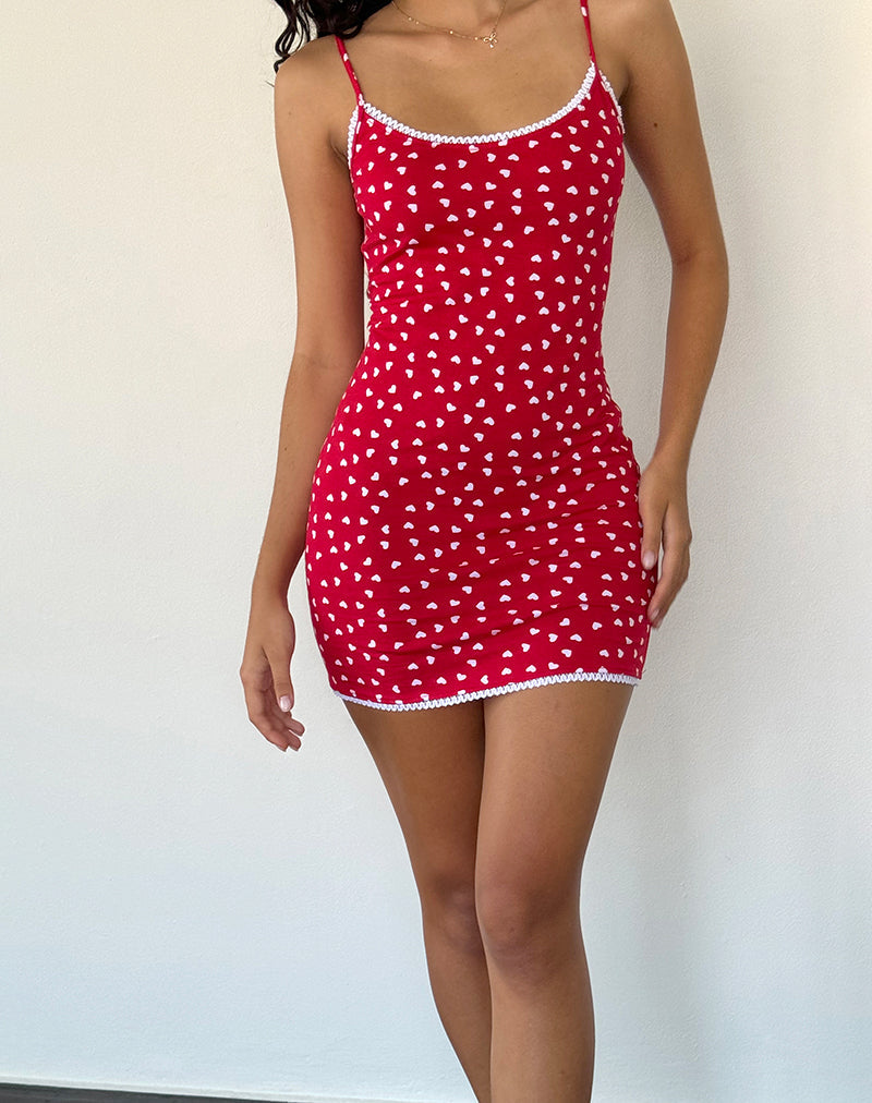 Riniki Bodycon Mini Dress in Heart Red