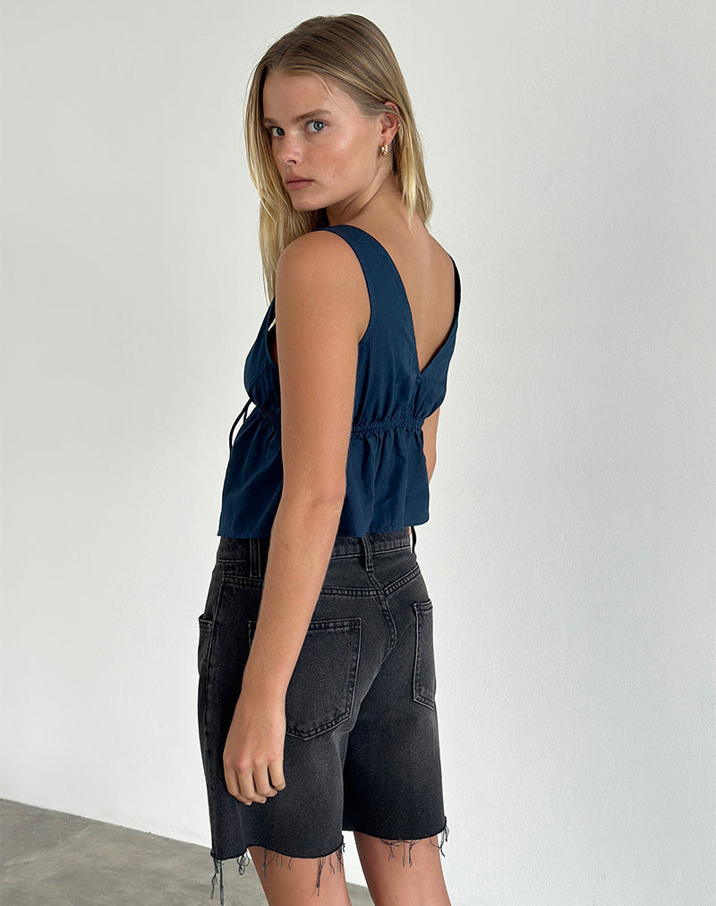 Image of Rolia Tie Front Top in Navy