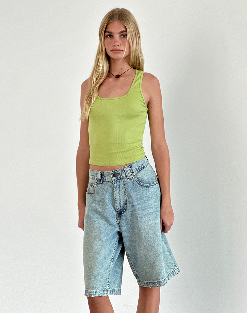 Image of Roxe Ribbed Vest Top in Leaf Green