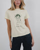 Image of Saki Tee in Buttermilk with Cherry Wine Print