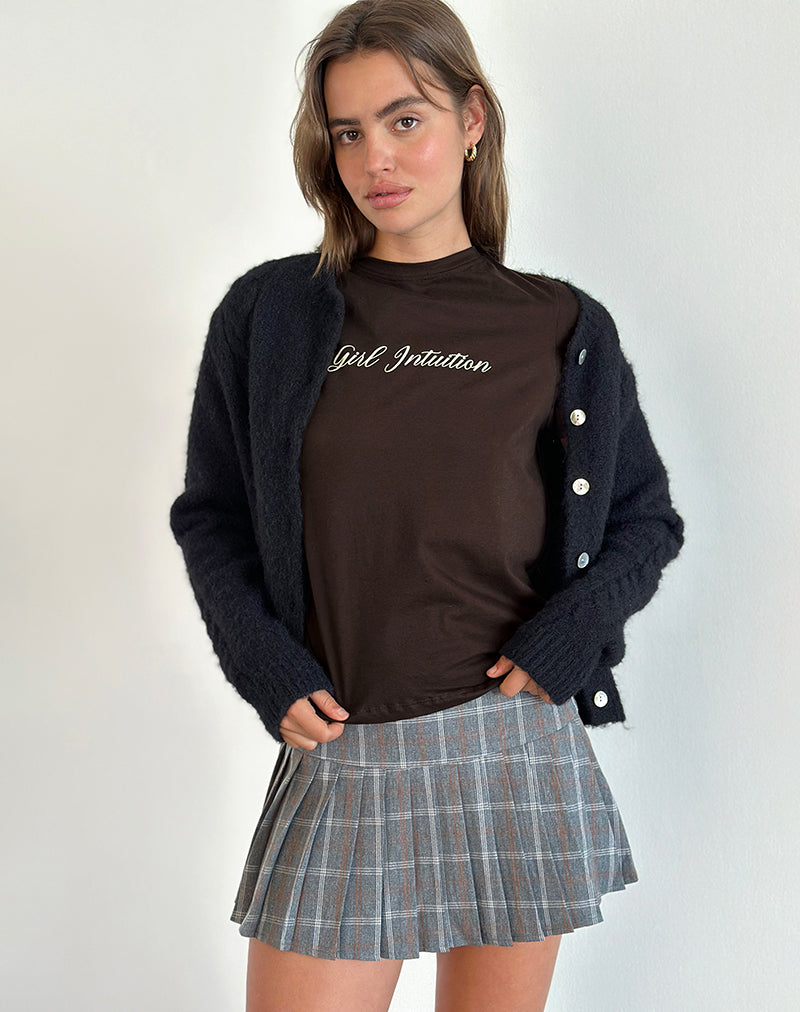 Image of Saki Tee in Chocolate Brown with Girl Intuition Print