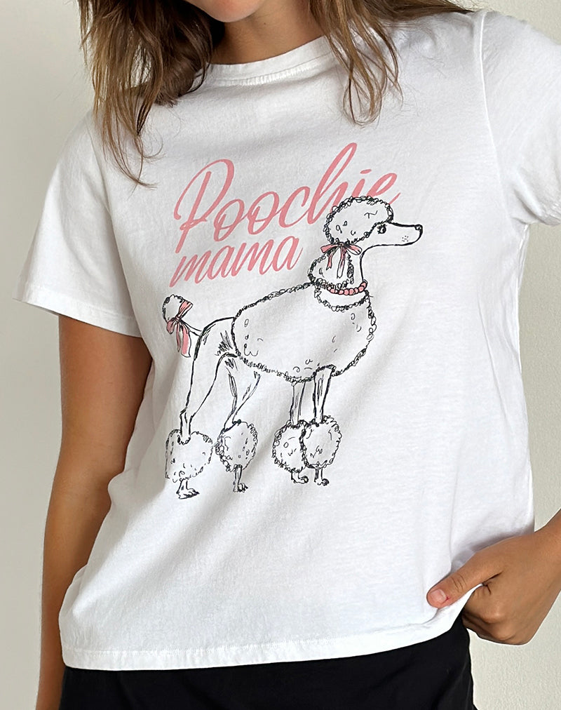 Image of Saki Tee in White with Poodle Graphic