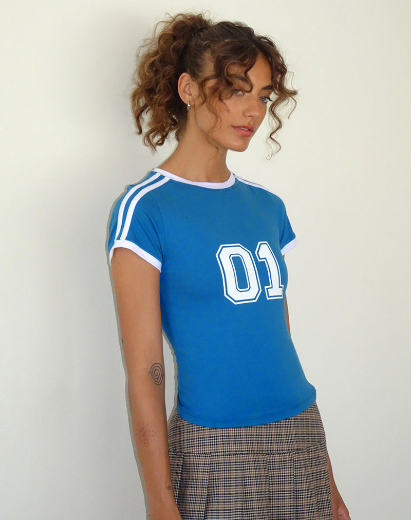 Camiseta deportiva ajustada Salda en azul mediterráneo