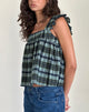 Image of Sanula Top in Linen Mono Check Green