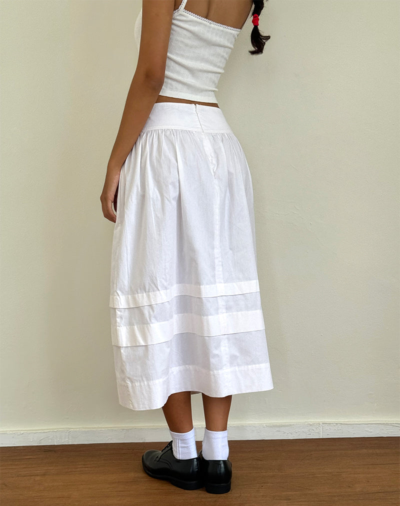 Image of Sarayu Midi Skirt in Poplin White