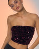 imagen de Shae Bandeau Top en Mini Sequin Burgundy