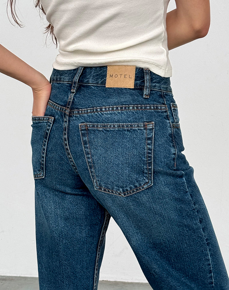 Image of Low Rise Slim Parallel Jeans in Mid Blue Used