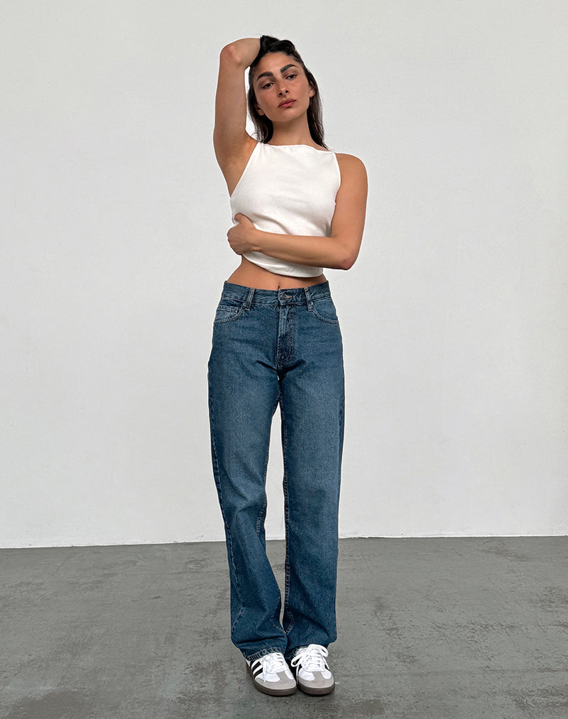 Image of Low Rise Slim Parallel Jeans in Mid Blue Used