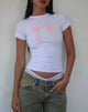 Imagen de Sutin Tee in White with Pink Bow Print