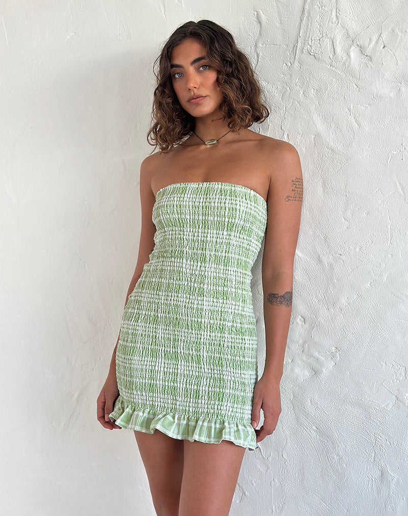 Image of Takiyo Mini Dress in Table Cloth Neo Mint