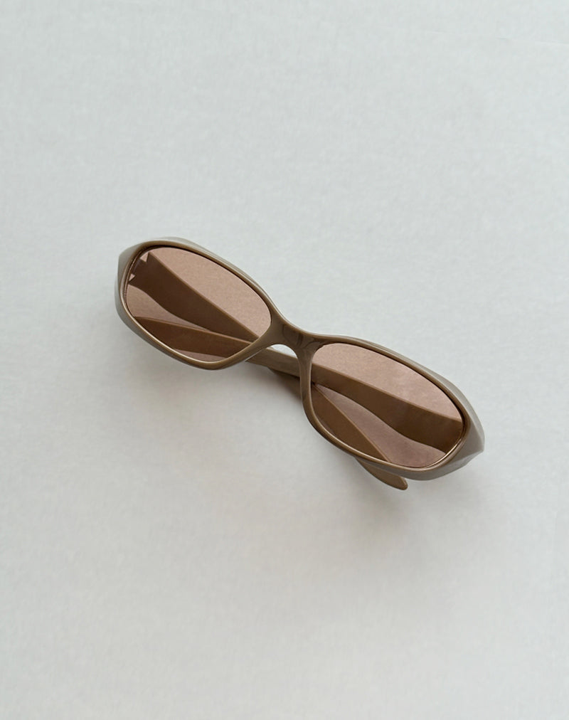 Image of Tatan Wrap Around Sunglasses in Taupe