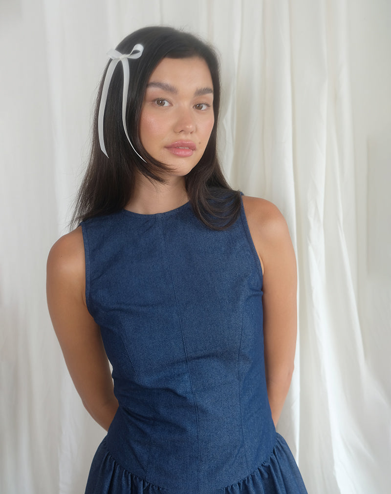 image of Uretta Maxi Dress in Denim Indigo