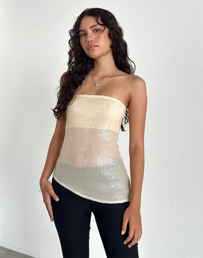 Image of Viksuni Bandeau Top in Nude Clear Tinted Disc