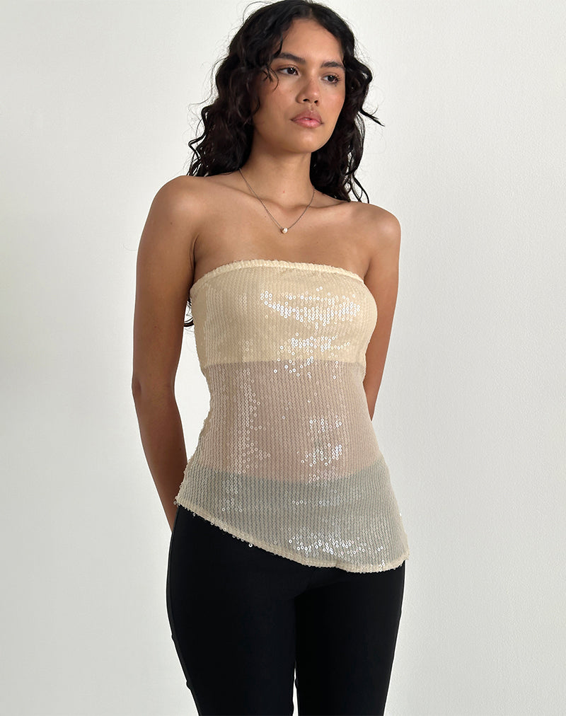 Image of Viksuni Bandeau Top in Nude Clear Tinted Disc