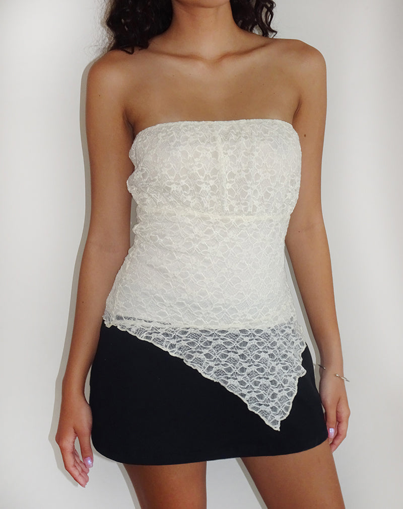 Image of Wuni Longline Bandeau Top in Lace Ivory