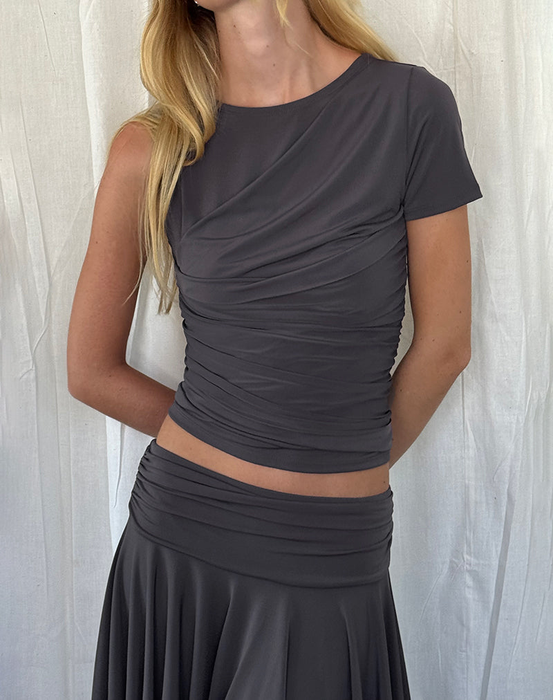 Imagen de Zera Asymmetric Ruched Top en Gris