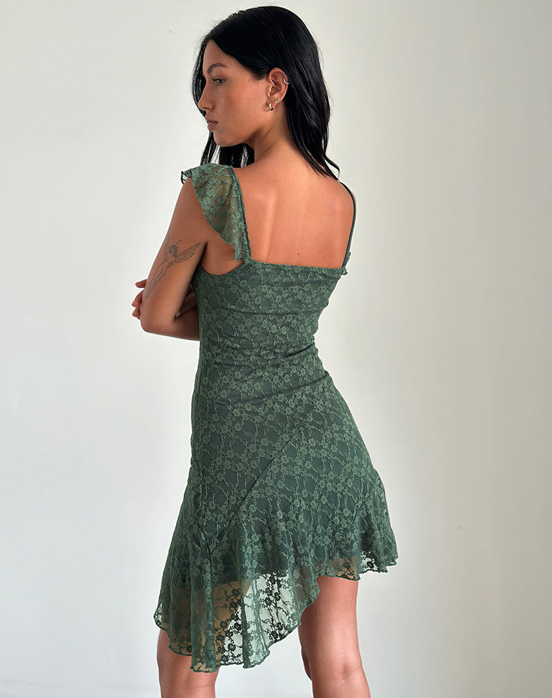 Jati Mini Dress in Sage Canina Rose Lace