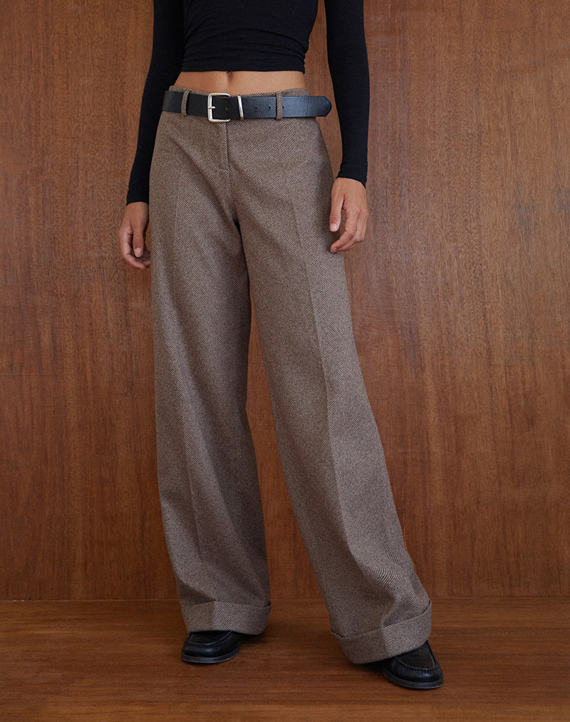 Image de Abdel Faux Wool Tailored Trouser in Walnut