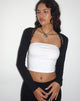 Image of Avya Lace Trim Top in Lycra Lace Black