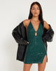 Image de la mini robe Bernoki en drapé à sequins vert forêt