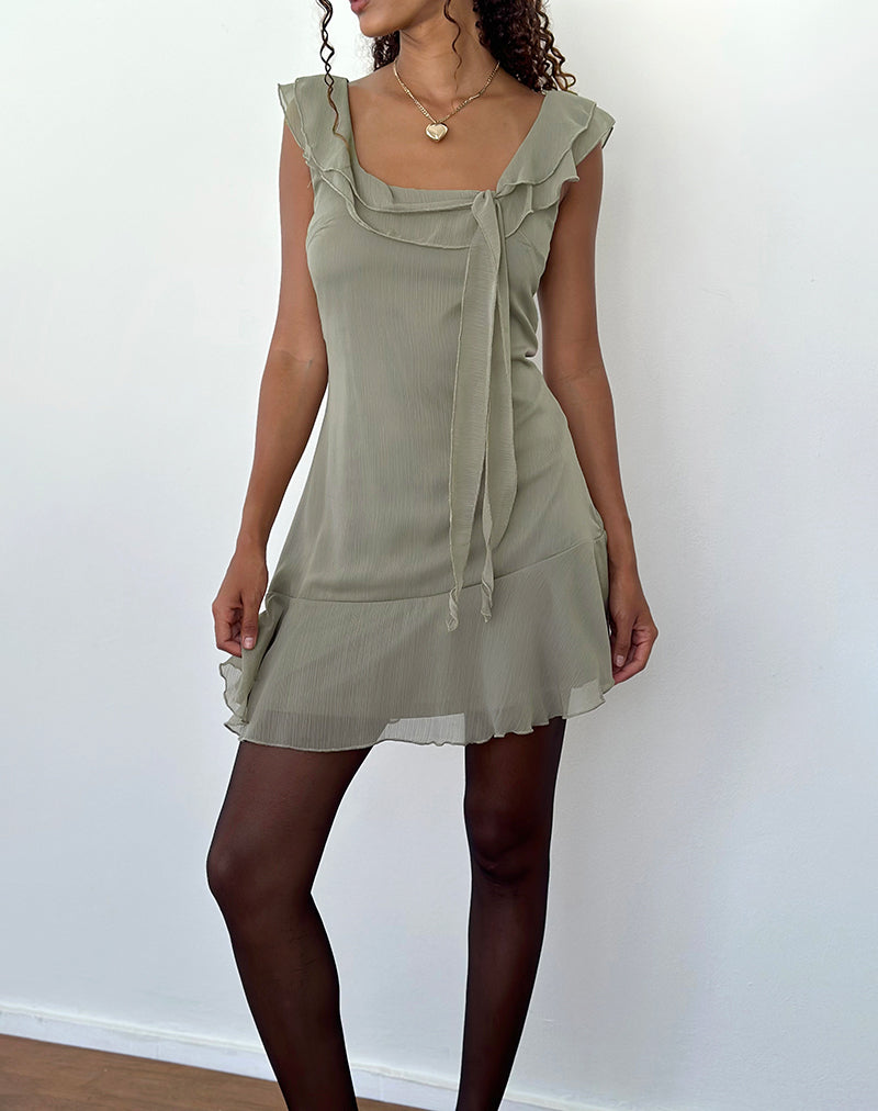 Image de Binita Mini Dress In Chiffon Olive