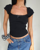 Image de Bovillo Cap Sleeve Top in Black Ribbed Jersey