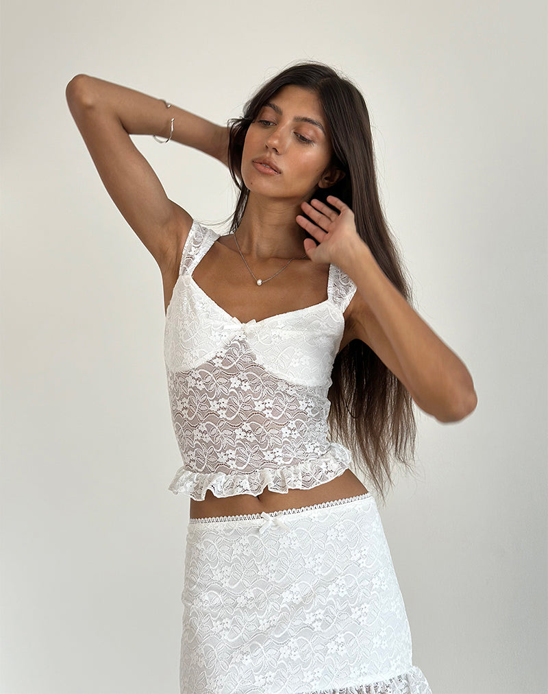 Brietta Cami Top in Lace Ivory