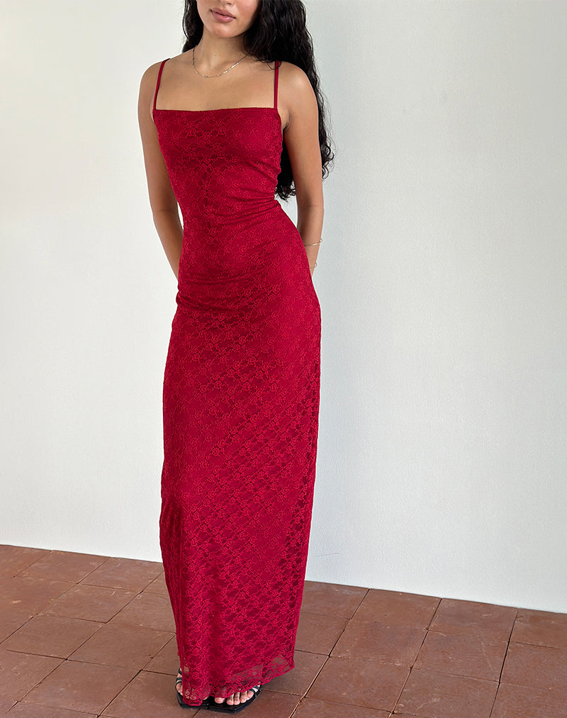 Cantha Maxi Dress in Mari Lace Red