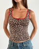 Image of Carillo Vest Top in Rar Leopard Sandstorm with Red Trim