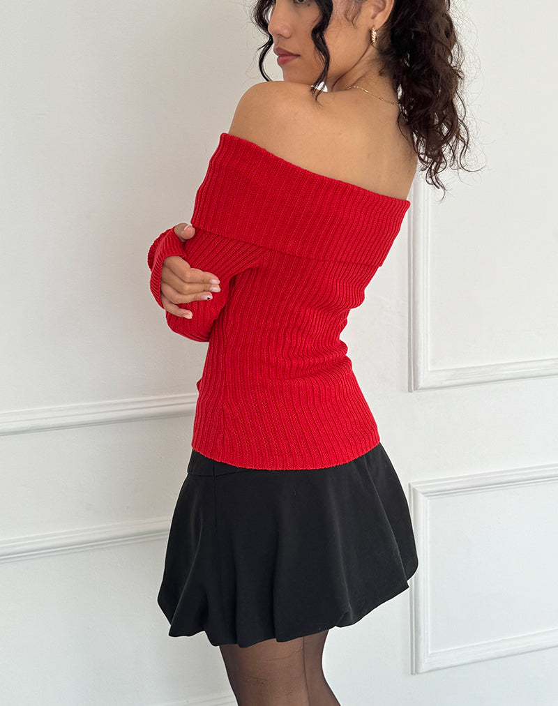 Image de Circe Off-Shoulder Long Sleeve Knit To in Red