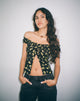 Image de Citra Bardot Frill Top in Buttercup Black Yellow